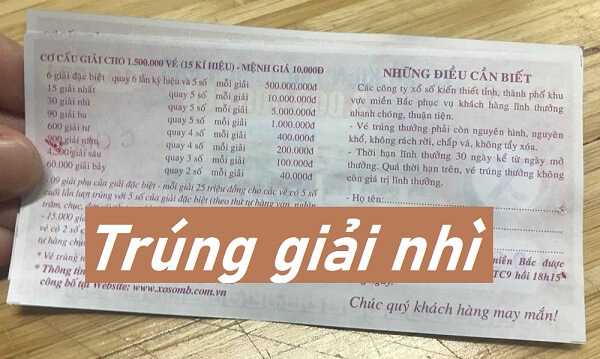 Trúng giải nhì được bao nhiêu tiền? Cơ cấu giải thưởng ra sao?