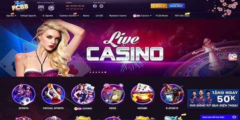 Sảnh chơi Live Casino đa dạng với nhiều game bài 